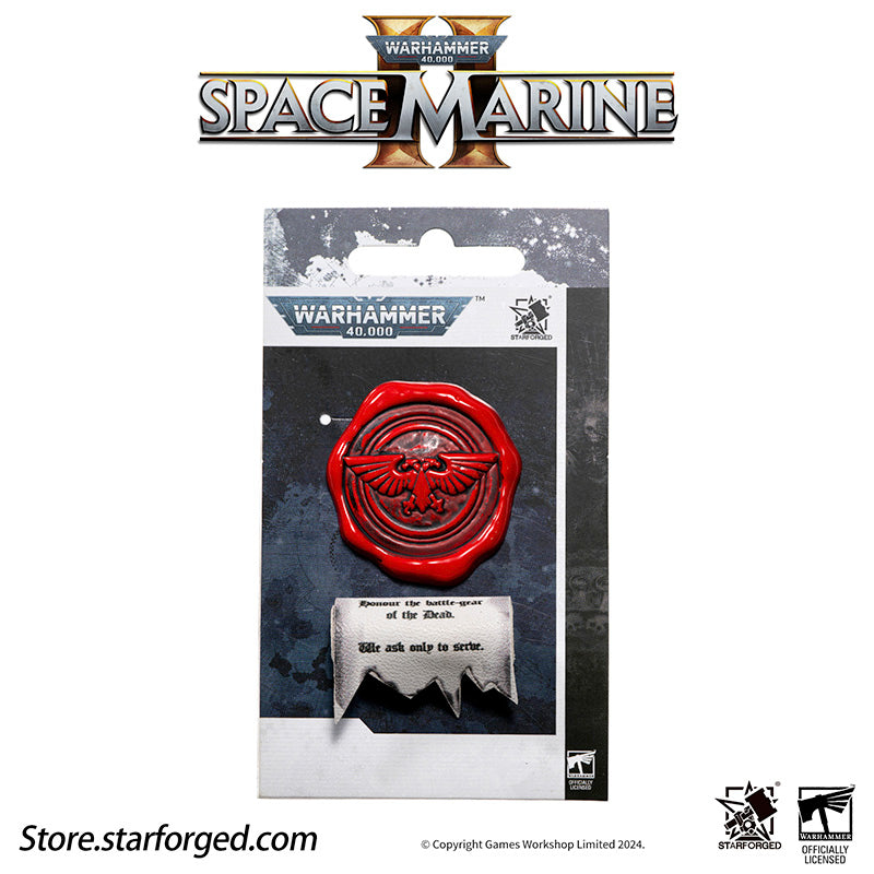 The Mark of Purity is one of the most common adornments within the Imperium of Man, found nearly everywhere across Imperial domains. Typically fashioned as parchment scrolls sealed with wax stamps, these relics bear sacred litanies, oaths, battle records, martyrs' names, or famous quotes.

The Aquila, on the other hand, is the ultimate symbol of the Imperium, representing the Emperor’s dominion. The twin-headed eagle is omnipresent, adorning everything from structures and landmarks to vehicles and starships