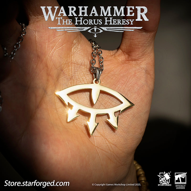 Starforged Warhammer 40K Luna Wolves  Black Legion Eye of Horus Necklace Pendant Men's Jewelry Accessories Birthday Gift The Luna Wolves, later known as the Sons of Horus, were the XVI Legion of the original Space Marine Legions. Their Primarch, Horus Lupercal, was once the most favored son of the Emperor, but he became the architect of the galaxy-shattering Horus Heresy—the first and greatest civil war in Imperial history. After Horus' defeat, the Legion was reborn under Ezekyle Abaddon as the Black Legion