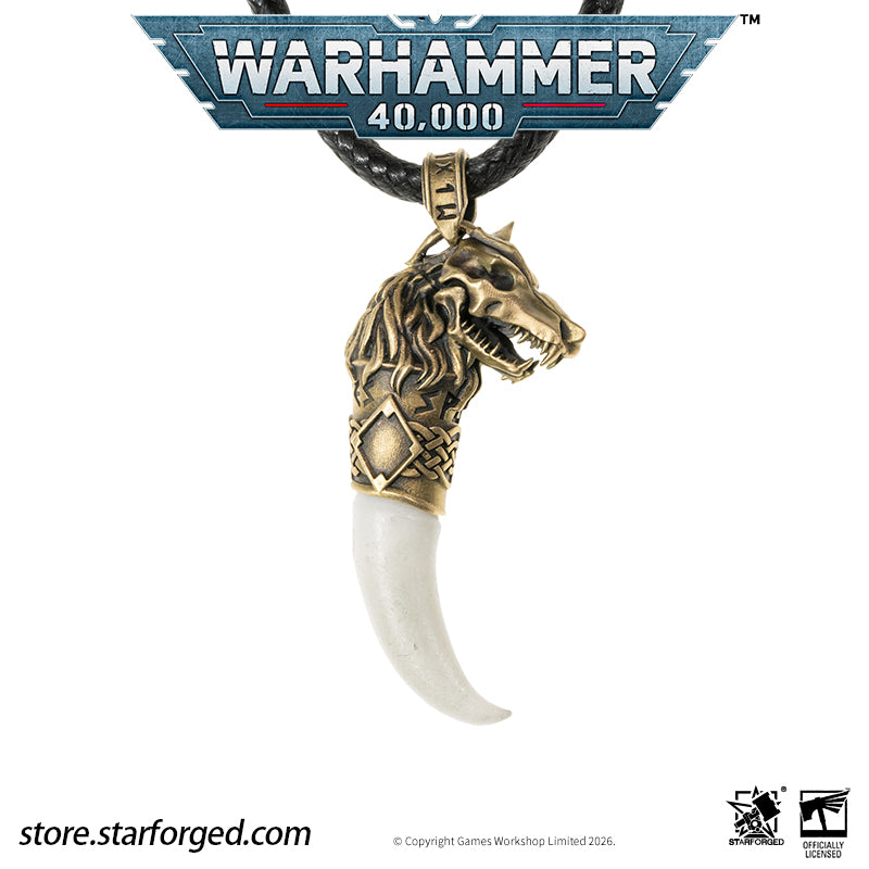 Starforged Warhammer 40K Space Wolves Fang of Fenris Pendant Necklace Game Peripheral Christmas Gifts
