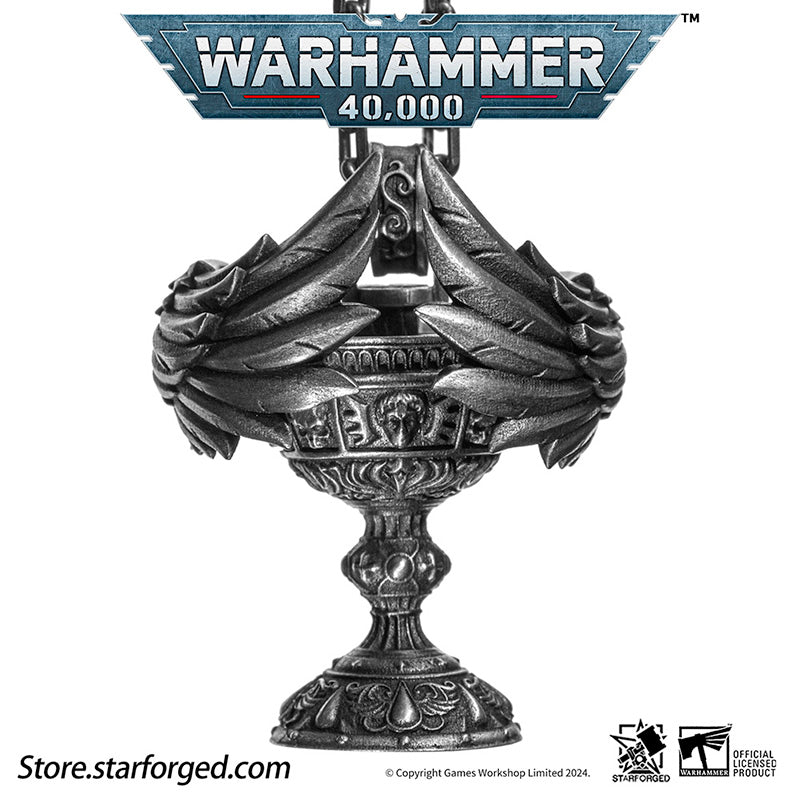 Starforged Warhammer 40K Blood Angel Red Grail Sanguinius Pendant Men's Silver Necklace Jewelry Peripherals