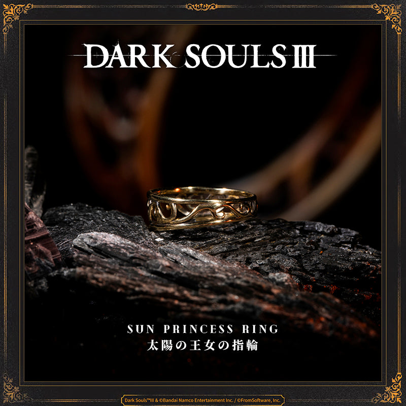 Starforged DARK SOULS III Sun Princess Ring Accessories Game Merchandise Officially Authorized Sun Princess Ring

Ring associated with Gwynevere, princess of sunlight and eldest daughter of Gwyn, the First Lord.

The ring is vaguely warm, like a beam of sunlight, and gradually restores HP.

Gwynevere left her home with a great many other deities, and became a wife and mother, raising several heavenly children..