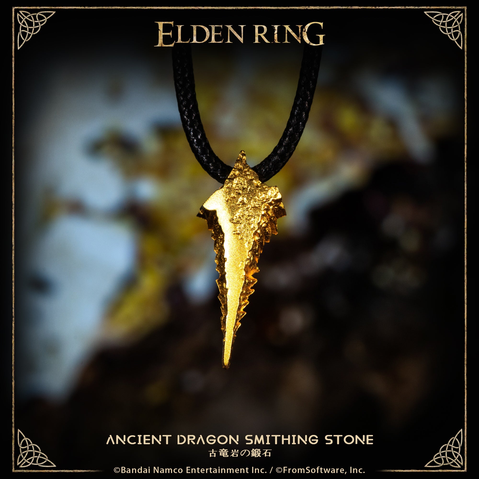 Starforged ELDEN RING Ancient Dragon Smithing Stone Somber Ancient Dragon Smithing Stone Necklace Pendant Accessories Game Merchandise Officially Authorized &nbsp;Ancient Dragon Smithing StoneSmithing stone made polishing a golden Gravel Stone.&nbsp;A scale of the Ancient Dragonlord, and hidden treasure of Farum Azula.The Ancient Dragonlord's seat is said to lie beyond time.This stone lightly twists time, allowing the creation of a weapon capable of slaying a god.Somber Ancient Dragon Smithing StoneAncient 