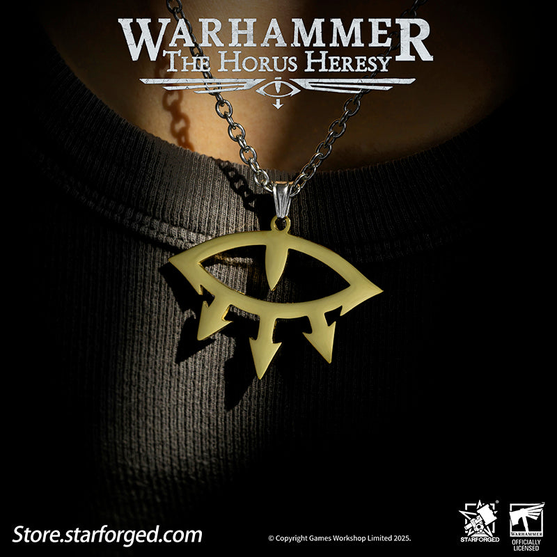 Starforged Warhammer 40K Luna Wolves  Black Legion Eye of Horus Necklace Pendant Men's Jewelry Accessories Birthday Gift The Luna Wolves, later known as the Sons of Horus, were the XVI Legion of the original Space Marine Legions. Their Primarch, Horus Lupercal, was once the most favored son of the Emperor, but he became the architect of the galaxy-shattering Horus Heresy—the first and greatest civil war in Imperial history. After Horus' defeat, the Legion was reborn under Ezekyle Abaddon as the Black Legion
