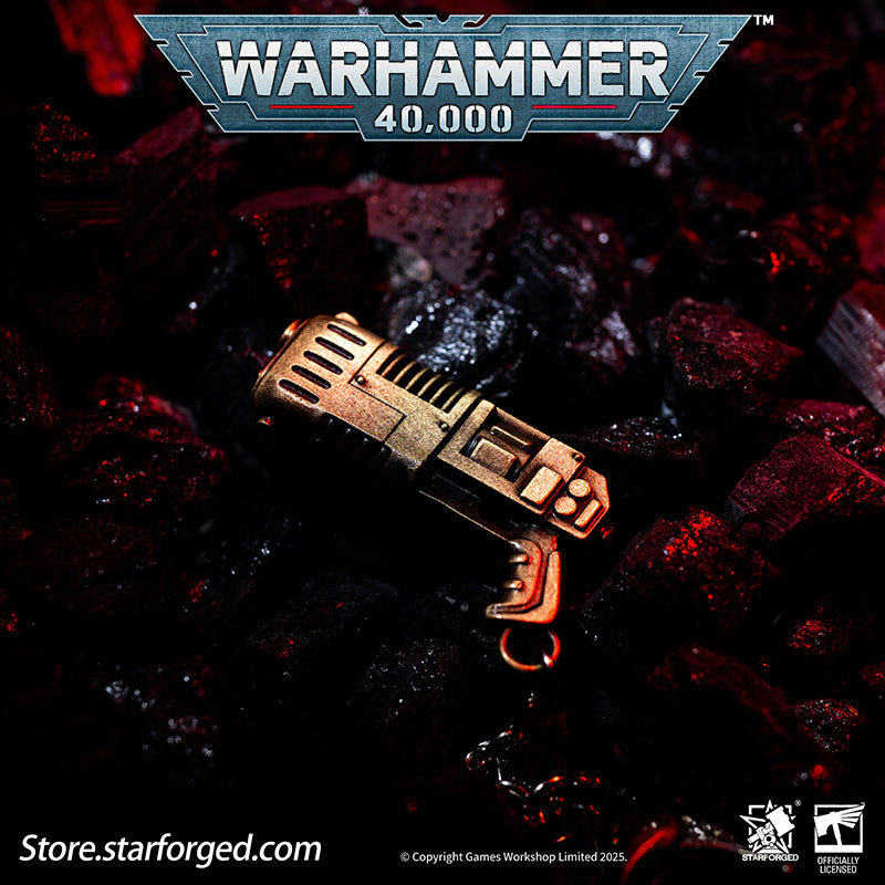 Starforged Warhammer 40K Imperium of Man Mephiston's Plasma Pistol Keychain Men's Jewelry Accessories Plasma weapons utilize the same technology found in plasma reactors and propulsion systems: hydrogen fuel, typically suspended in a photonic state within a reinforced flask or backpack container, is fed into the weapon's micro-fusion core and excited into a plasma state.This plasma is then contained by a powerful magnetic field until the weapon is discharged, at which point it is projected through a linear 