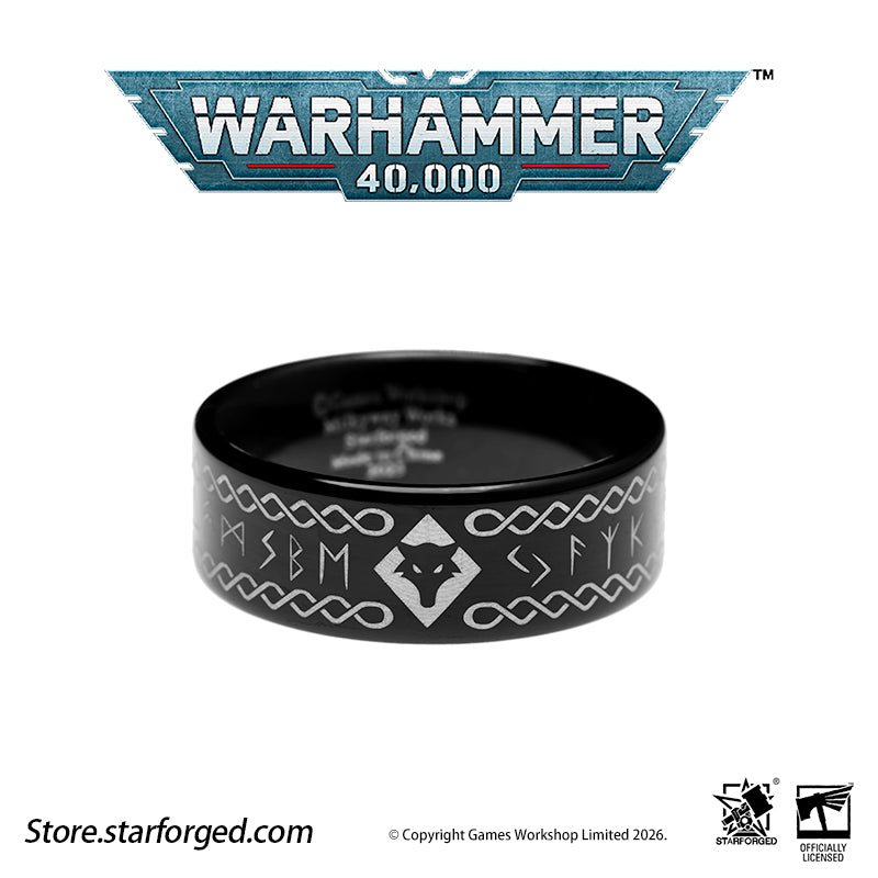 Starforged Warhammer 40K Orks & Fenrisian wolves Leagues of Votann Steel Men's Ring