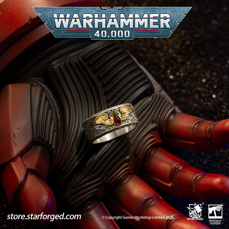 Starforged Warhammer 40K Blood Angels of Sanguinius Space Marines Men's Fashion Jewelry Sterling Silver Rings