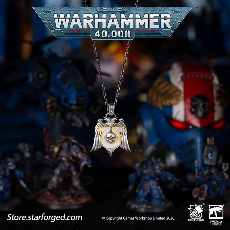 Starforged Warhammer 40K Space Marines Ultramarines Chapter Armourial Pendant | Sterling Silver | Warhammer Gifts The Ultramarines are the XIII Legion of the Space Marines forged during the Great Crusade. Be it the Age of the Emperor Great Crusade or the grim dark of the 41st Millennium, mortal folk draw profound comfort at the sight of their sigil hollow U crest riding to their salvation.