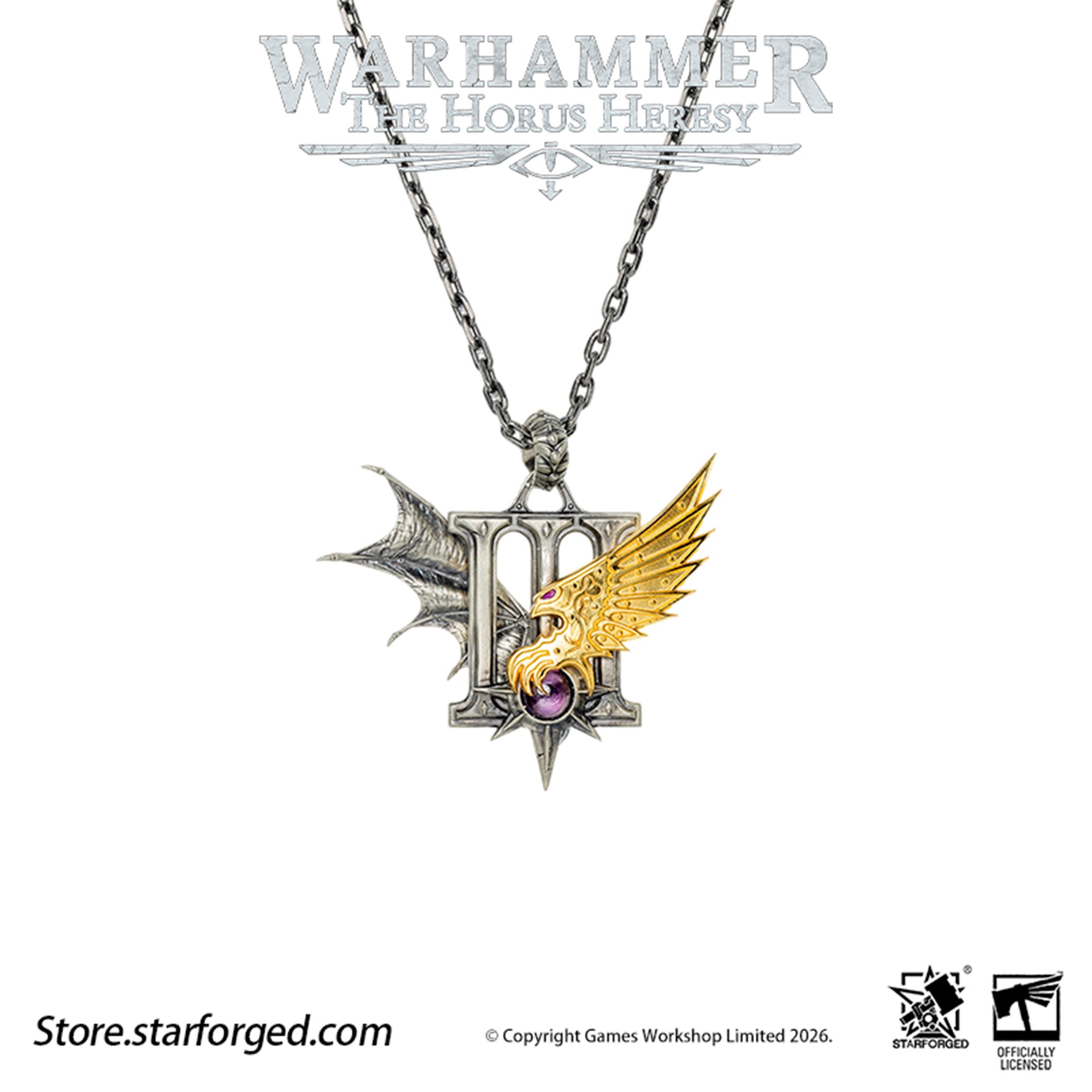 Starforged Warhammer 30K The Horus Heresy Chaos Space Marine Emperor's Children Phonecians Fall Pendant Silver Necklace Warhammer Gifts Fashion Accessories