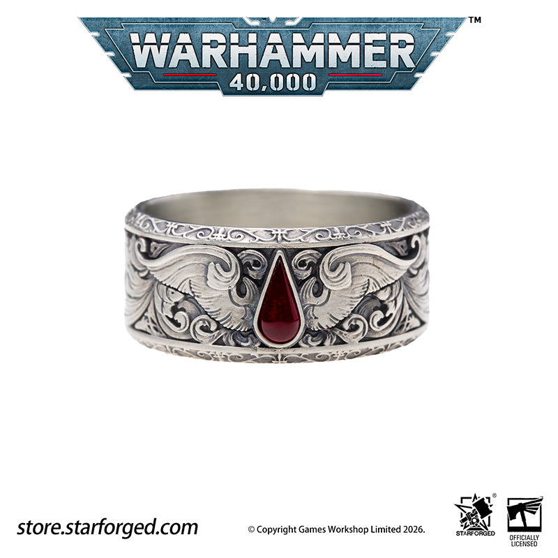 Starforged Warhammer 40K Blood Angels of Sanguinius Space Marines Men's Fashion Jewelry Sterling Silver Rings