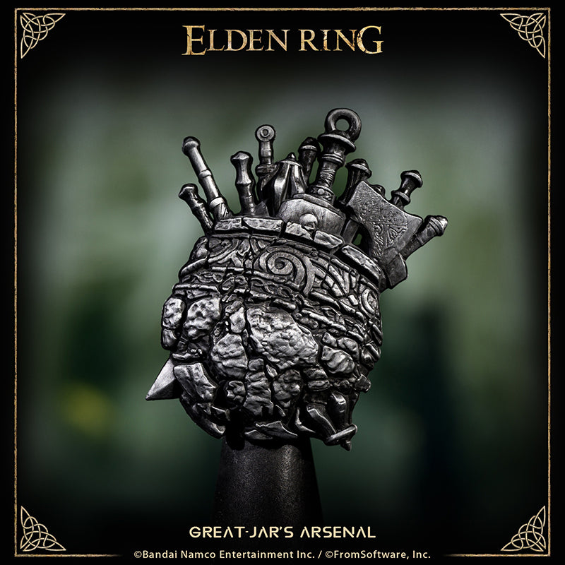 Starforged ELDEN RING Merchandise Great-Jar's Arsenal Amulet Pendant Officially Authorized A charm that resembles a great jar overflowing with weaponry.The great jar grants this talisman to their warriors. Carry as much as you can — grow big and strong.