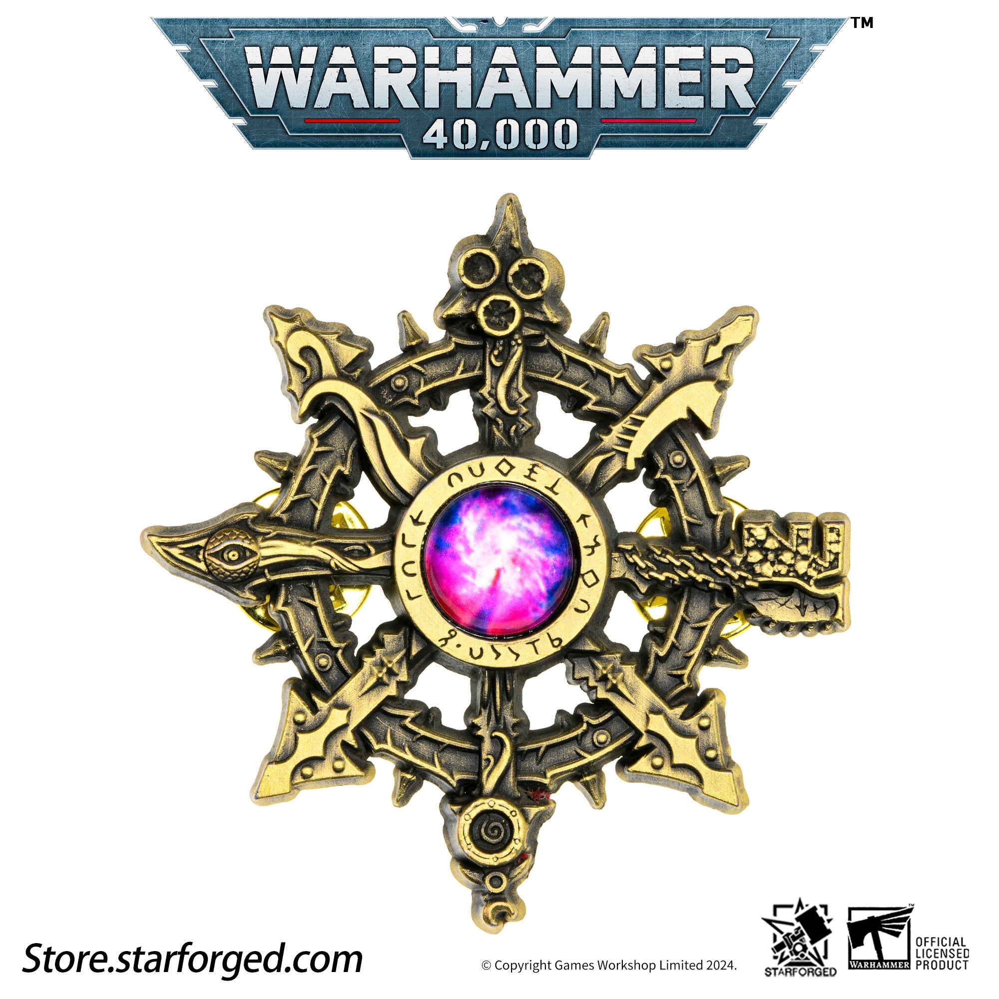 Starforged  Octagrams Eye of Terror Warhammer 40K Chaos Demon Space Marine Horus Heresy Pin Badge