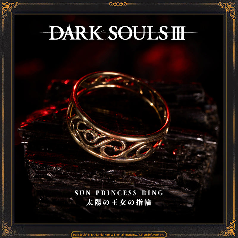 Starforged DARK SOULS III Sun Princess Ring Accessories Game Merchandise Officially Authorized Sun Princess Ring

Ring associated with Gwynevere, princess of sunlight and eldest daughter of Gwyn, the First Lord.

The ring is vaguely warm, like a beam of sunlight, and gradually restores HP.

Gwynevere left her home with a great many other deities, and became a wife and mother, raising several heavenly children..