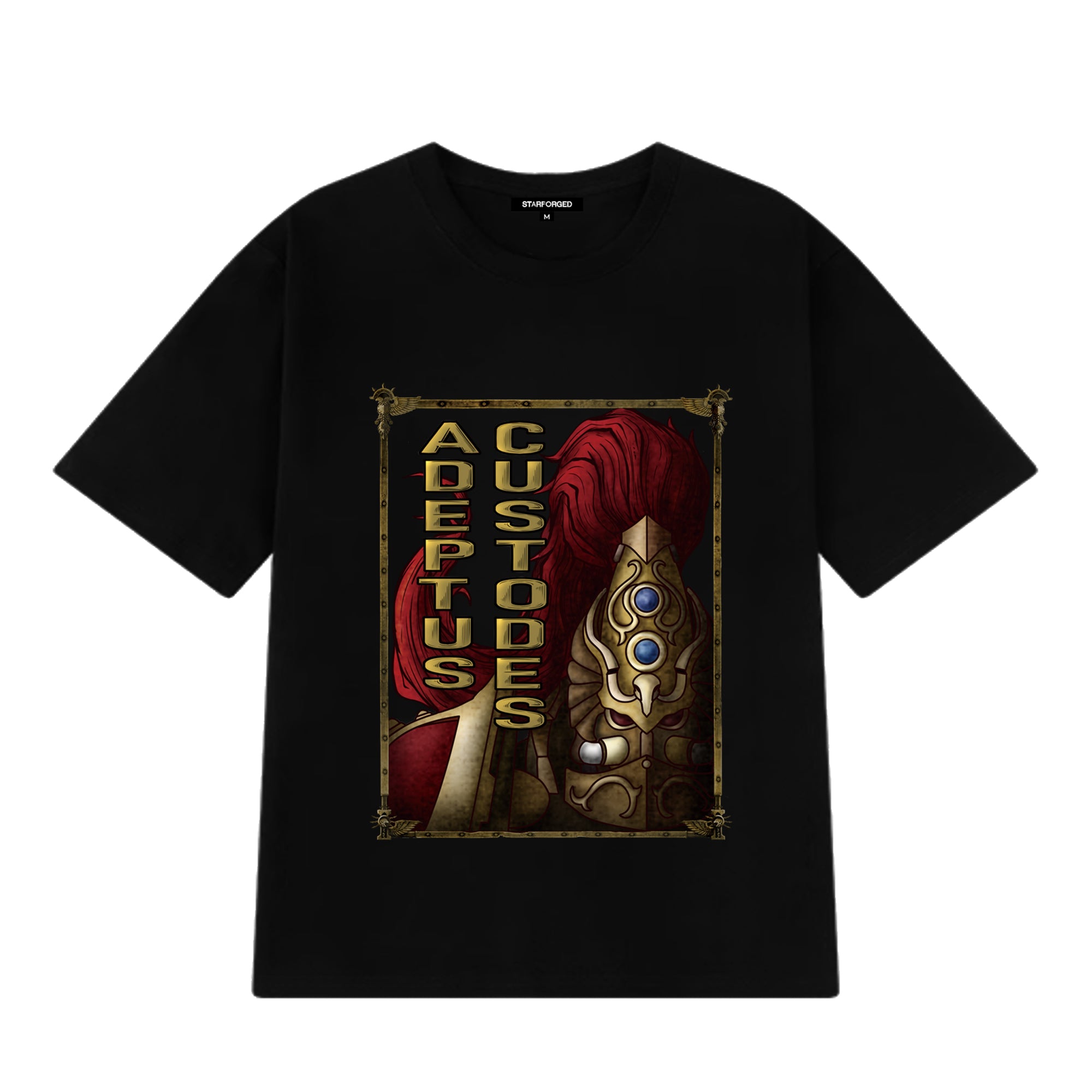 Starforged  Adeptus Custodes Warhammer 40000 Black Men's Short Sleeve Space Marine  T-Shirt Wh40K Clothing
