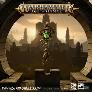 Starforged Warhammer Age of Sigmar Lizardmen Lustria Men's Green Gemstone Necklace Accessories 2024 New Gift