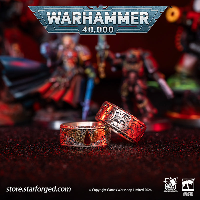 Starforged Warhammer 40K Blood Angels of Sanguinius Space Marines Men's Fashion Jewelry Sterling Silver Rings