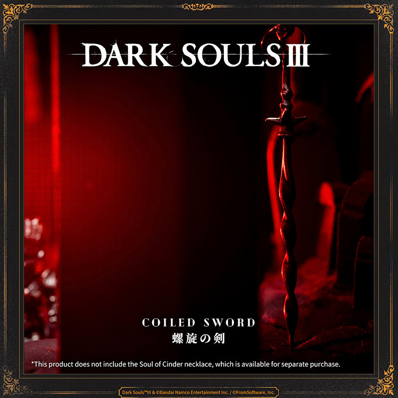 Sword missing from the shrine bonfire.
Cannot be equipped as a weapon.Thrust into the shrine bonfire to restore its power and enable travel between bonfires.This sword is only bequeathed to chosen ash, as judged by the Iudex, who awaits the arrival of ash as a scabbard.

PRODUCT PARAMETER
Brand: STARFORGED (Licensed by Bandai Namco Entertainment Inc.)
Name: Coiled Sword Pendant
Material: 925 Silver
Size: Height 49.6 mm × Width 7.8 mm
Weight: Approx. 1.2 g
Note: Color variations may occur due to lighting con
