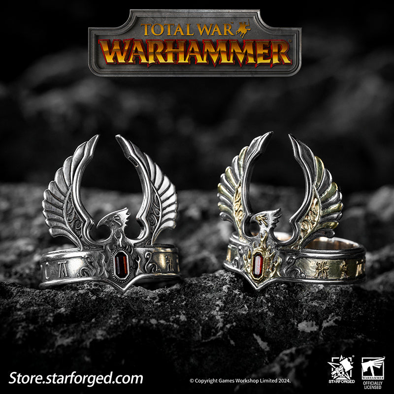 Starforged Warhammer The Old World Warhammer Fantasy Phoenix Crown Ring Men's Jewelry Accessories The original Phoenix Crown was forged in the age of Aenarion, crafted from the gold and gems of all ten kingdoms of Ulthuan. Yet it was the reckless and impulsive Caledor II who became the first—and last—Phoenix King to wear it into battle.After he fell in duel against the Dwarf High King Gotrek Starbreaker, the crown passed into the hands of the Dwarfs as a trophy of war. When Caradryel the Peacemaker ascended
