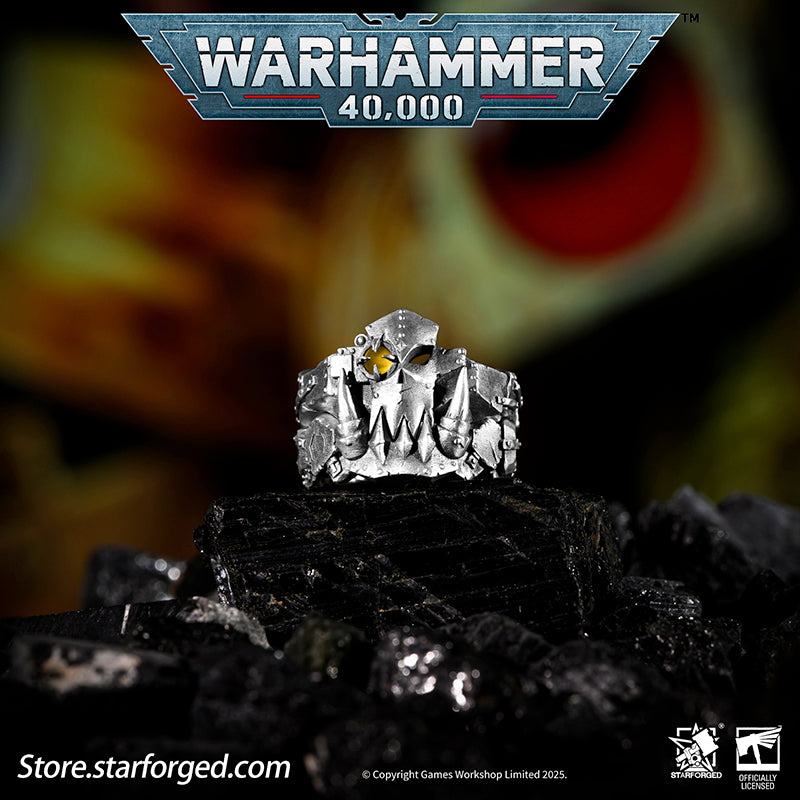 Starforged Warhammer 40K The couple ring of Gork and Mork Greenskins Orkz Sliver Rings Accessories Jewelry The Orkz, a galactic plague, universally dismissed as savages... until they pull bigger guns and choppas from their makeshift pockets. These greenskins are every faction's nemesis in the 40K universe. Across the stars, all civilizations encounter Orkz under the worst possible circumstances, proving the galaxy's iron law: 