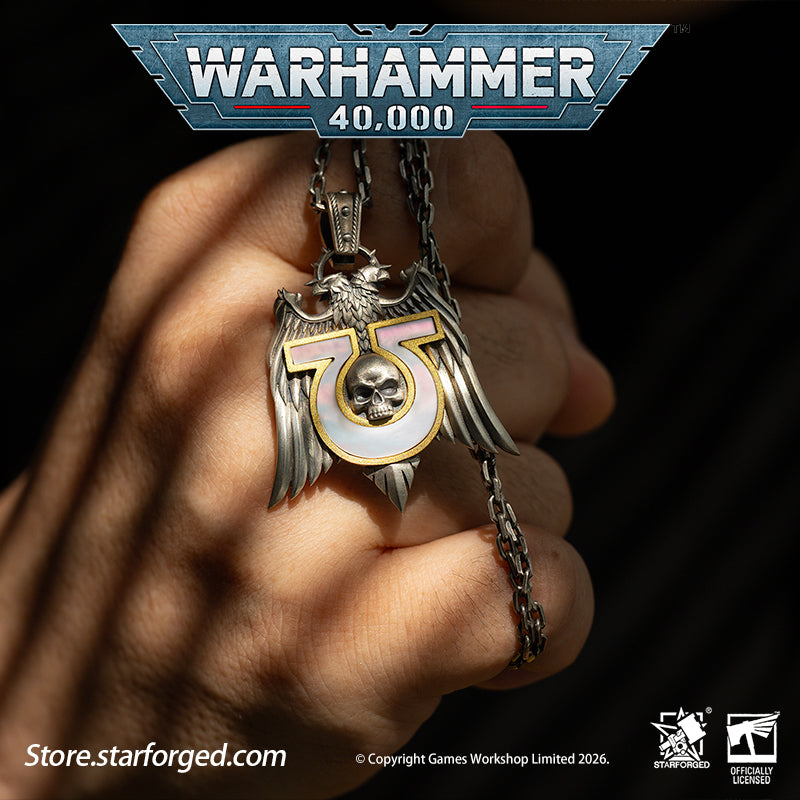 Starforged Warhammer 40K Space Marines Ultramarines Chapter Armourial Pendant | Sterling Silver | Warhammer Gifts The Ultramarines are the XIII Legion of the Space Marines forged during the Great Crusade. Be it the Age of the Emperor Great Crusade or the grim dark of the 41st Millennium, mortal folk draw profound comfort at the sight of their sigil hollow U crest riding to their salvation.