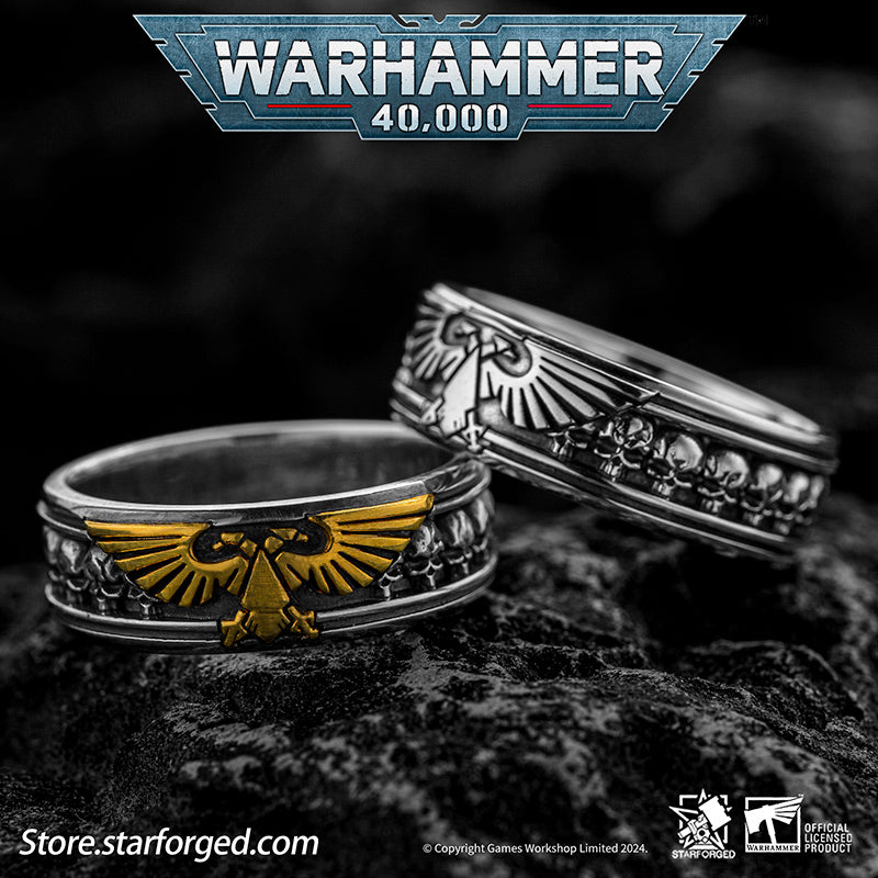 Starforged Insignia Aquilon Imperium of Man Warhammer Eagle Ring Gold