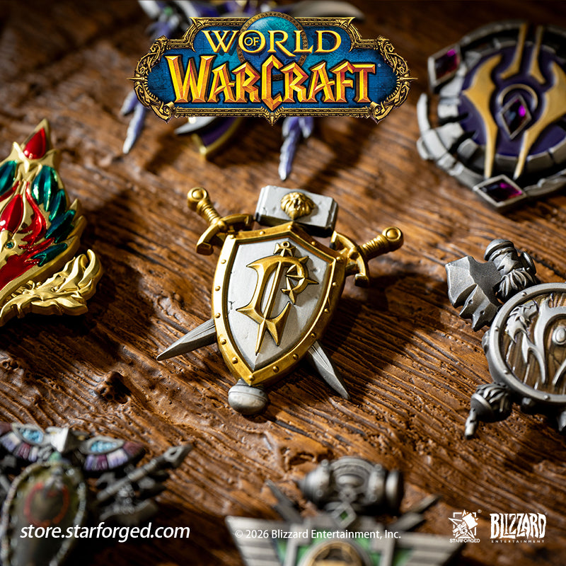 STARFORGED World of Warcraft Faction Badges | Men's Fashion Accessories | Officially Authorized | WOW Gifts On the ancient and mysterious planet of Azeroth, countless races live side by side.  Humans, Orcs, Blood Elves, Night Elves, Tauren, Trolls, and many more...  Across this vast continent, they have built civilizations of their own, each writing their own legendary tales.  But you...  Do you still remember why you chose that particular race in the first place? 