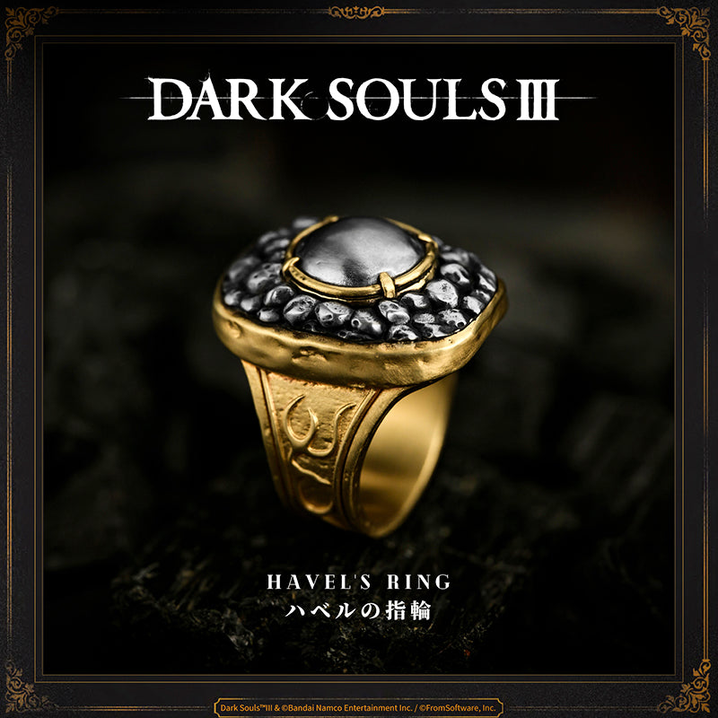 Starforged DARK SOULS III Havel's Ring Game Merchandise Ring Officially Authorized Havel's RingA ring for warriors keen on heavy acoutrements. Increases maximum equip load.This ring was named after Havel the Rock, the battlefield compatriot of Gwyn, the First Lord.The art of war has been a constant since ages past, and those who would follow in Havel's footsteps are no fewer now than in his own day.