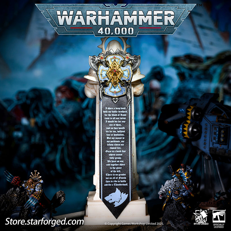 Starforged Warhammer 40K Space Wolves Honour Badge Of Great Wolves Seal Badge The Space Wolves - also known as the "Wolves of Russ", the "Rout", or the "Vlka Fenryka" in their native tongue - are the VI Legion, sired by the Primarch Leman Russ. During the Great Crusade, they served as the Emperor's executioners and scourge, striking terror into the hearts of His enemies.These "wolf-born" warriors are infamous across the Imperium for their savagery in battle and contempt for authority - including the Codex A