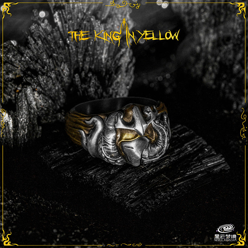 Starforged Cthulhu Mythos Hastur's Mask Ring The King in Yellow Men's Thriller Horror theme Ring