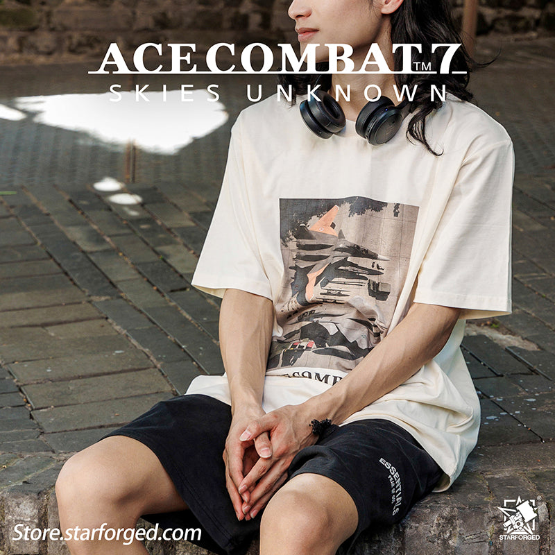 Starforged Acecombat  AC7  Men's Casual Summer Cotton Short-Sleeved Printed T-shirt Beige Other