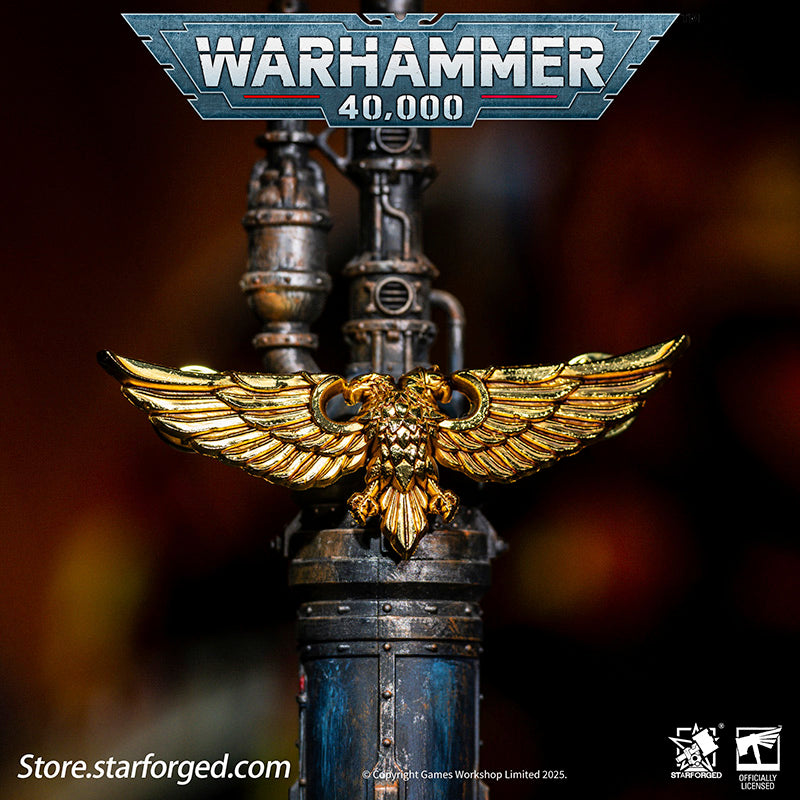 In the war-torn galaxy, the Aquila and the Imperial Skull are symbols every citizen of the Imperium knows well.

It is said that the twin heads of the Aquila represent Terra and Mars, while one eye gazes into the future and the other looks upon the past. The Imperium wages an eternal war for survival across the stars, and for humanity, the Aquila stands as the last beacon of hope in the darkness. The rule of Terra is not kind, and the Imperial regime is far from benevolent—yet only beneath the golden wings 