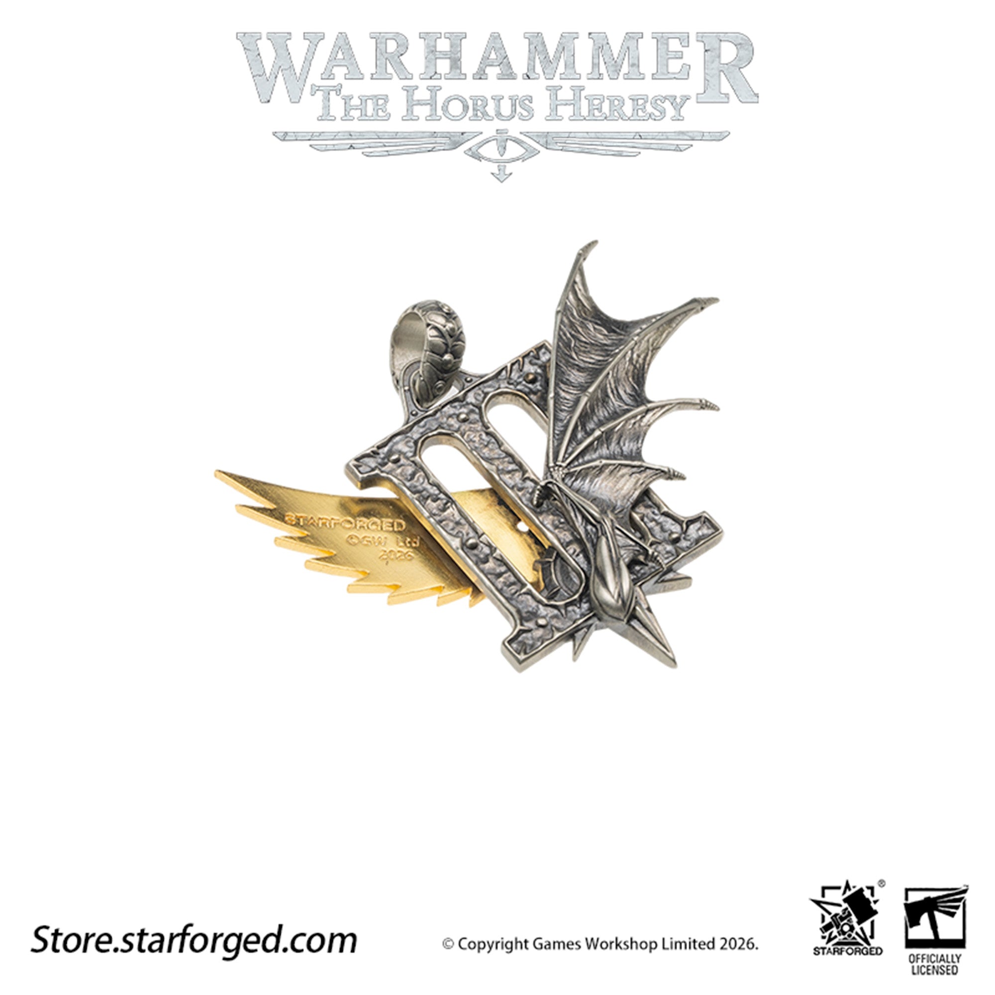 Starforged Warhammer 30K The Horus Heresy Chaos Space Marine Emperor's Children Phonecians Fall Pendant Silver Necklace Warhammer Gifts Fashion Accessories