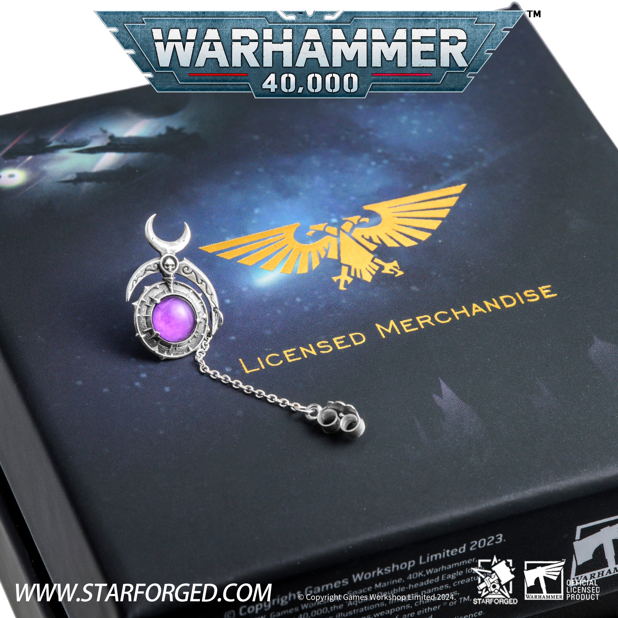 Starforged Warhammer 40K Fane of Slaanesh Earring Chaos Space Marine Men‘s Jewelry Accessories