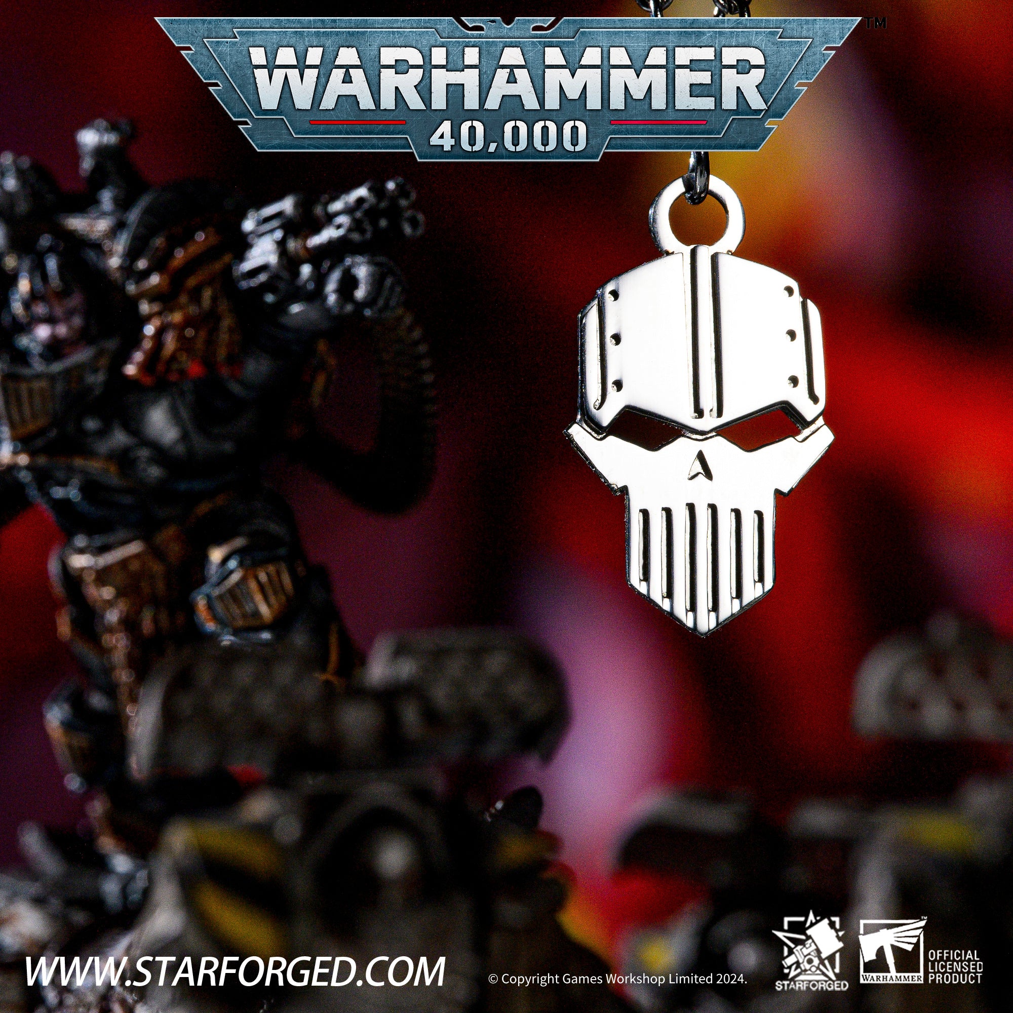 Starforged Chaos Legion Iron Iron Warriors Warhammer 40K Space Marine Necklace Pendant Men's