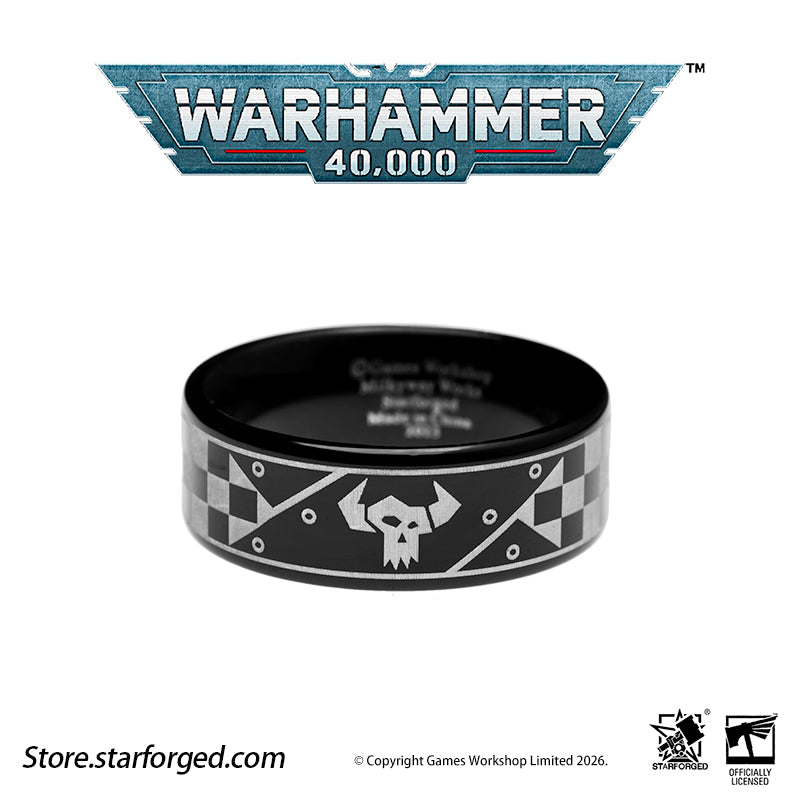 Starforged Warhammer 40K Orks & Fenrisian wolves Leagues of Votann Steel Men's Ring