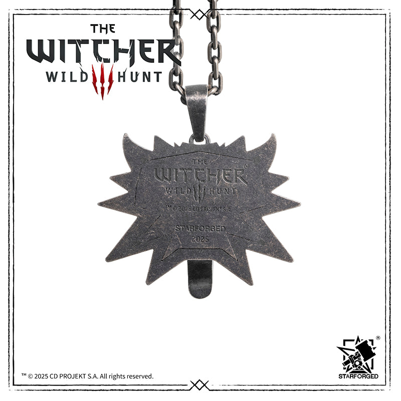 Starforged The Witcher Wild Hunt The Witcher Wolf Schoo Medallion Silver Necklace Game Merchandise Officially Authorized