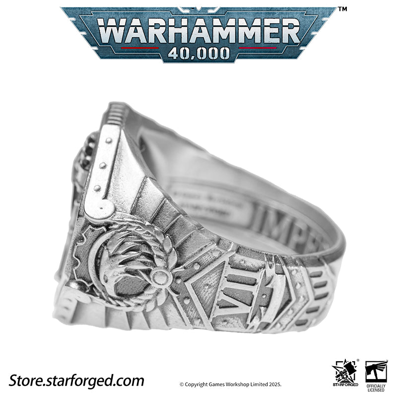 Starforged Warhammer 40K The Sigil Ring of Dorn Imperial Fists Silver Ring Accessories Jewelry The Imperial Fists were the VIIth Legion of the original Astartes, and in the ten millennia since the Horus Heresy, they remain the only Space Marine Chapter honored with permanent garrison rights on Holy Terra itself.The sons of Dorn inherited their Primarch's unyielding character - steadfast, refusing defeat, and ever willing to plunge into the bloodiest battles against the fiercest foes. Masters of fortificatio