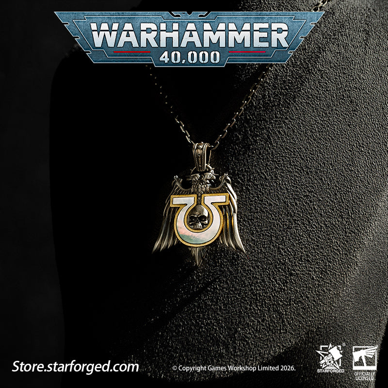 Starforged Warhammer 40K Space Marines Ultramarines Chapter Armourial Pendant | Sterling Silver | Warhammer Gifts The Ultramarines are the XIII Legion of the Space Marines forged during the Great Crusade. Be it the Age of the Emperor Great Crusade or the grim dark of the 41st Millennium, mortal folk draw profound comfort at the sight of their sigil hollow U crest riding to their salvation.