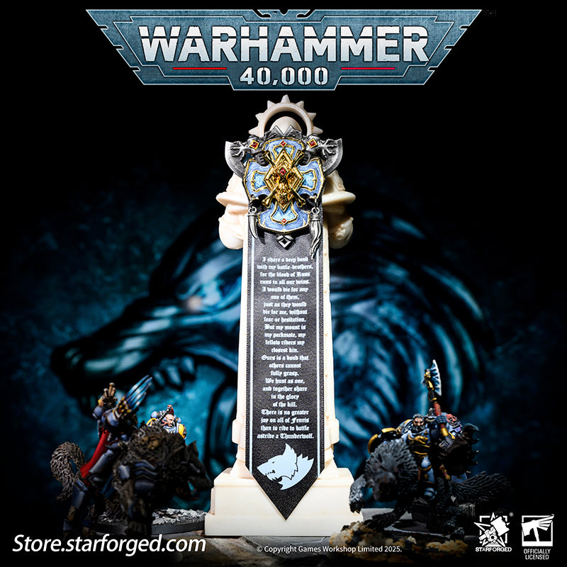 Starforged Warhammer 40K Space Wolves Honour Badge Of Great Wolves Seal Badge The Space Wolves - also known as the "Wolves of Russ", the "Rout", or the "Vlka Fenryka" in their native tongue - are the VI Legion, sired by the Primarch Leman Russ. During the Great Crusade, they served as the Emperor's executioners and scourge, striking terror into the hearts of His enemies.These "wolf-born" warriors are infamous across the Imperium for their savagery in battle and contempt for authority - including the Codex A