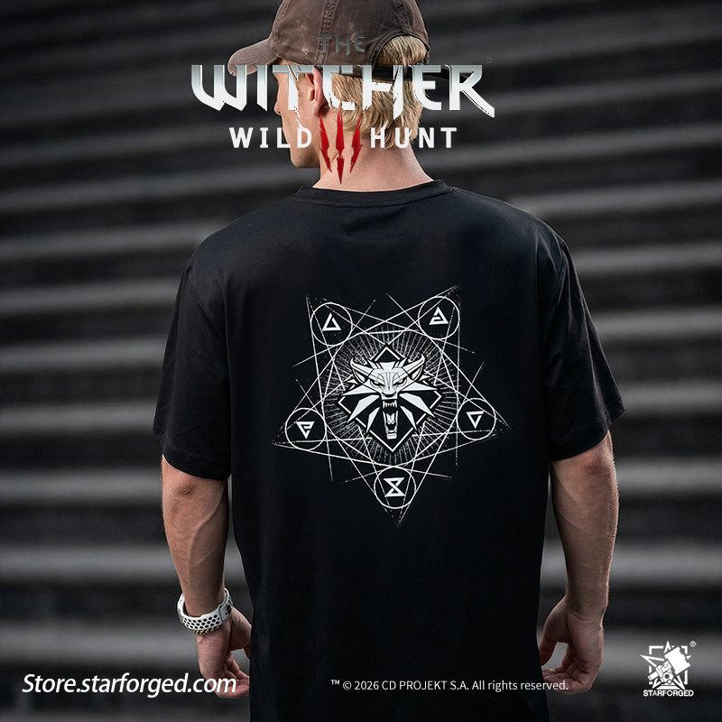 Starforged The Witcher 3: Wild Hunt Witcher3 Themed Signs T-Shirt Game Merchandise Officially Authorized The School of the Wolf, to which the undisputed protagonist of The Witcher 3 belongs, can be considered the most direct successor of the Witcher Order. After many groups of witchers left the Order, the pioneers of the Wolf School remained in Castle Morgraig for a long time before eventually departing. They journeyed west into Kaedwen, chose the wolf as their emblem, and established their own school.  The