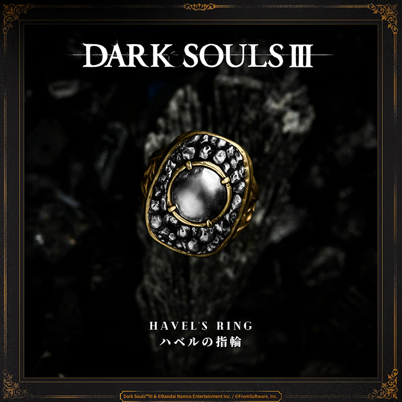 Starforged DARK SOULS III Havel's Ring Game Merchandise Ring Officially Authorized Havel's RingA ring for warriors keen on heavy acoutrements. Increases maximum equip load.This ring was named after Havel the Rock, the battlefield compatriot of Gwyn, the First Lord.The art of war has been a constant since ages past, and those who would follow in Havel's footsteps are no fewer now than in his own day.