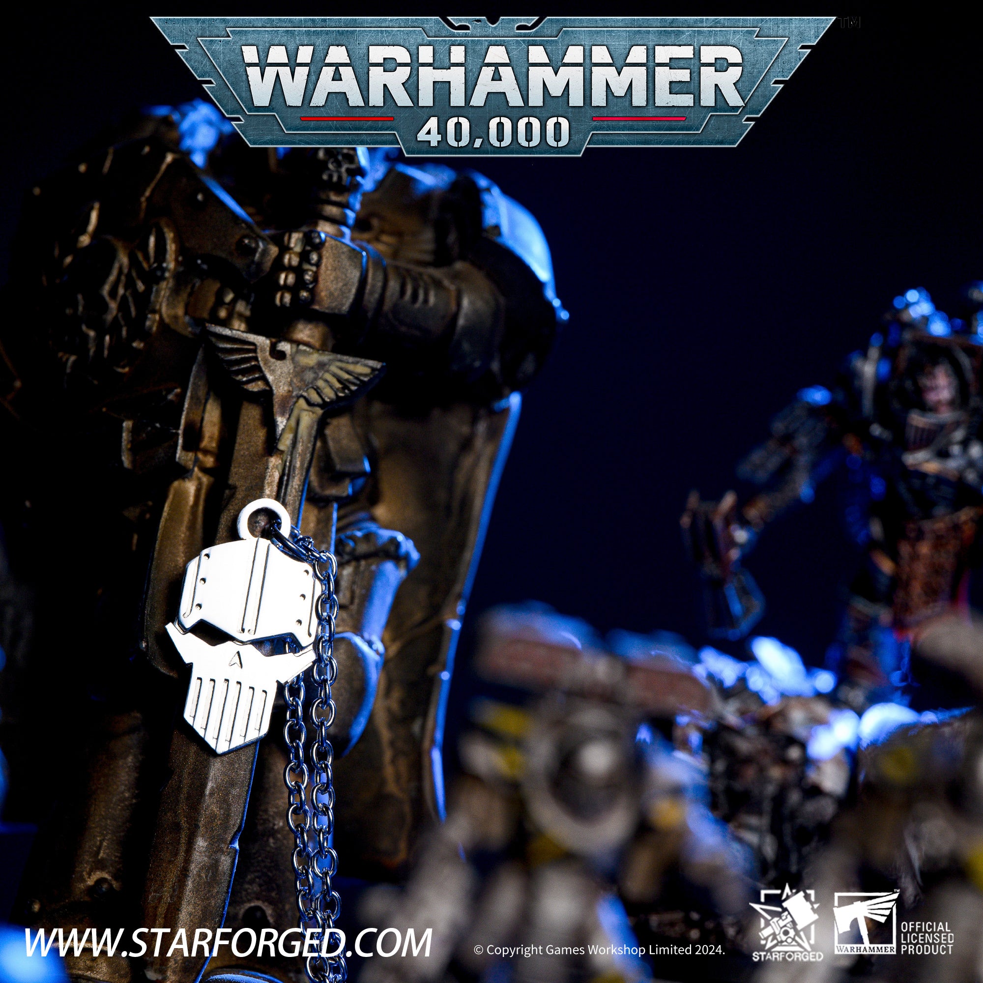 Starforged Chaos Legion Iron Iron Warriors Warhammer 40K Space Marine Necklace Pendant Men's