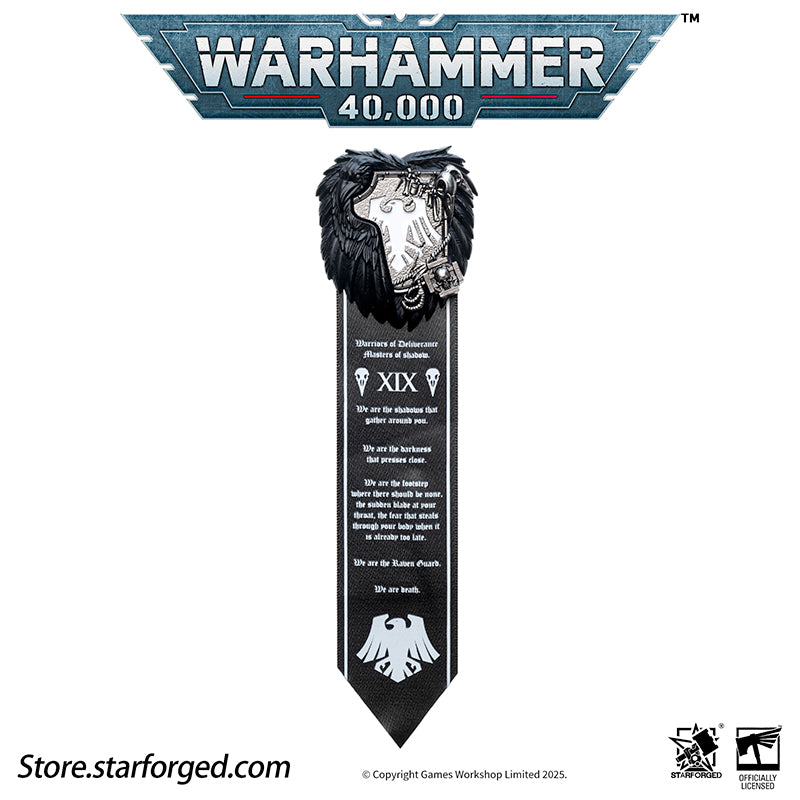 Starforged Warhammer 40K Space Marines Raven Guard Scroll Seal Badge Pin Men's Jewelry Accessories n the early days of the 30th millennium, the XIXth Legion was deployed for infiltration, reconnaissance, and target identification missions. Operating in secrecy, they were used to swiftly eliminate any factions that refused to submit to the fledgling Imperium, striking without warning from the shadows. The XIXth Legion employed terror tactics akin to those of the Night Lords.One of the Legion's earliest known