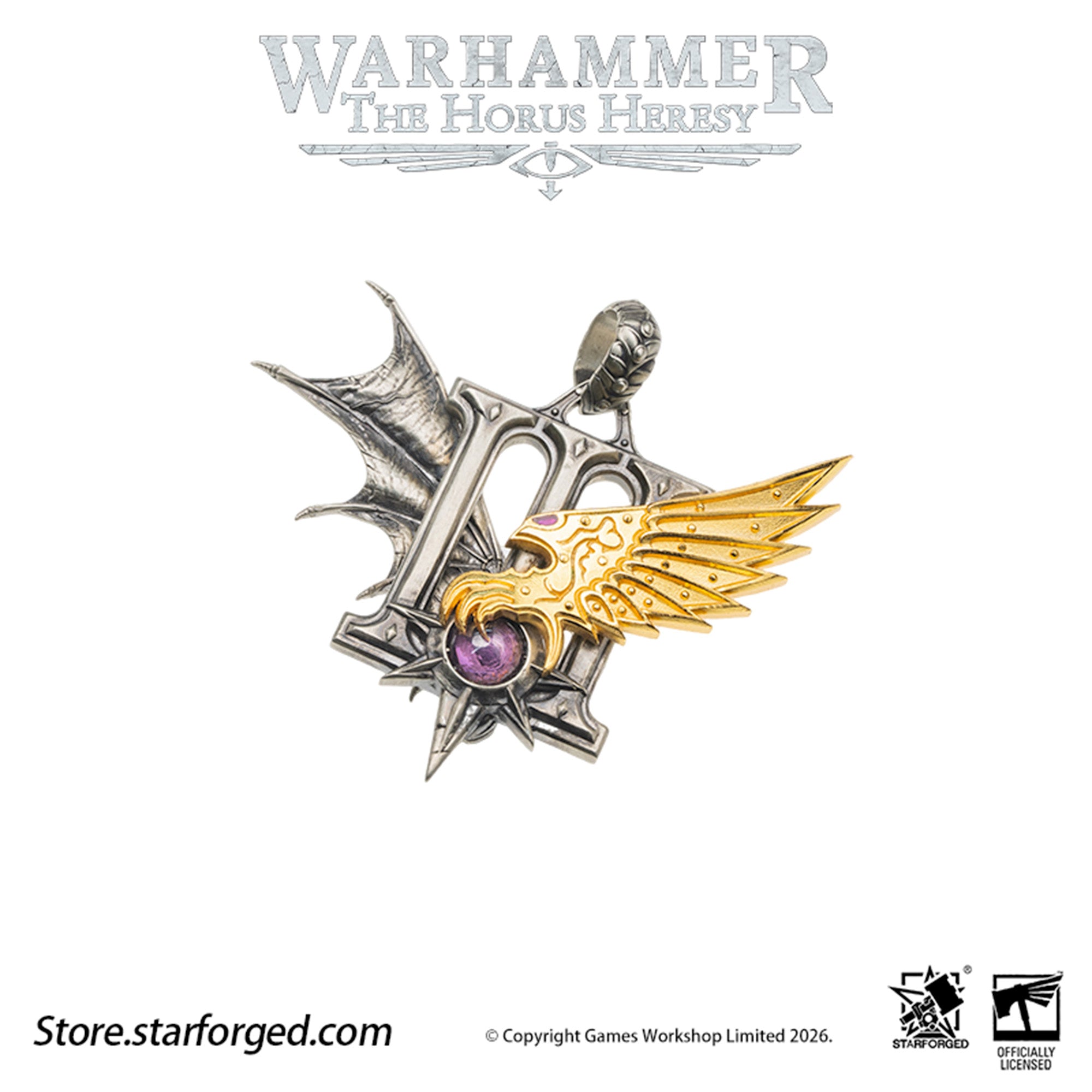Starforged Warhammer 30K The Horus Heresy Chaos Space Marine Emperor's Children Phonecians Fall Pendant Silver Necklace Warhammer Gifts Fashion Accessories