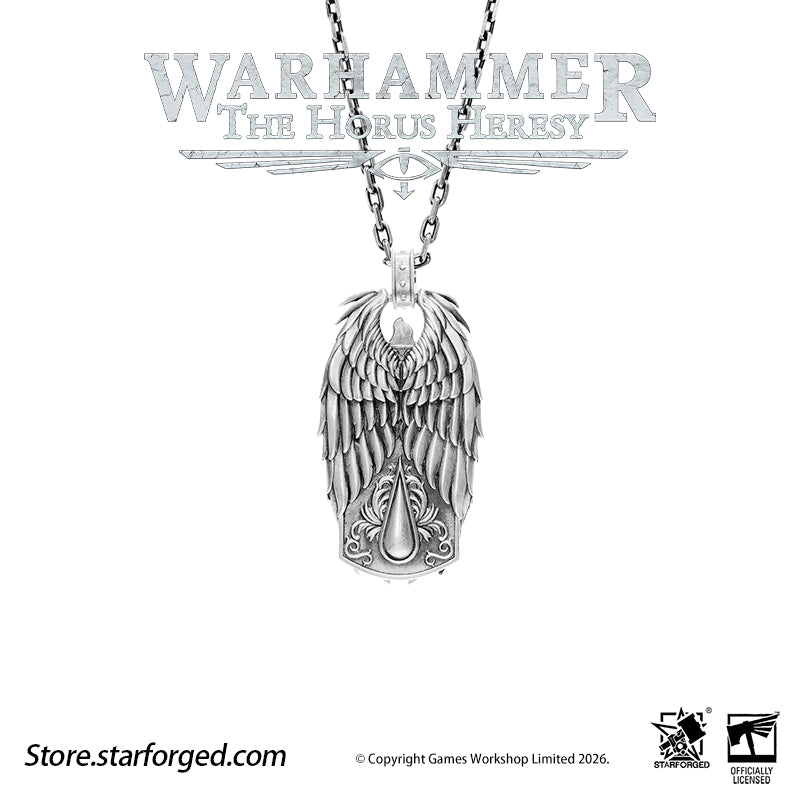 Starforged Warhammer 30K The Horus Heresy Blood Angels Sanguinius Commemorative Pendant Silver Necklace Men's Fashion Jewelry