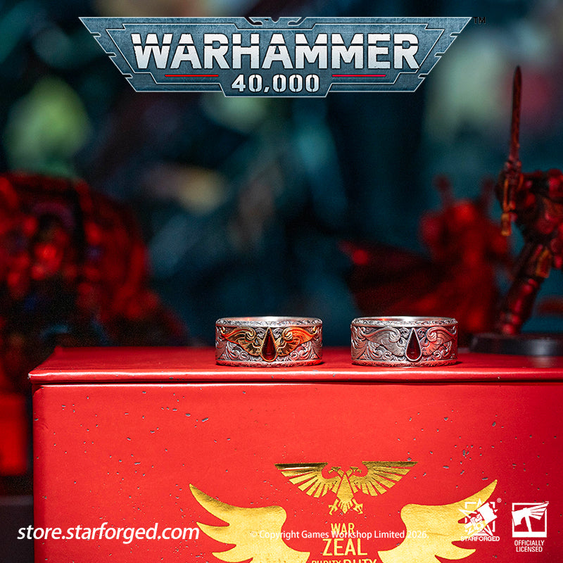 Starforged Warhammer 40K Blood Angels of Sanguinius Space Marines Men's Fashion Jewelry Sterling Silver Rings
