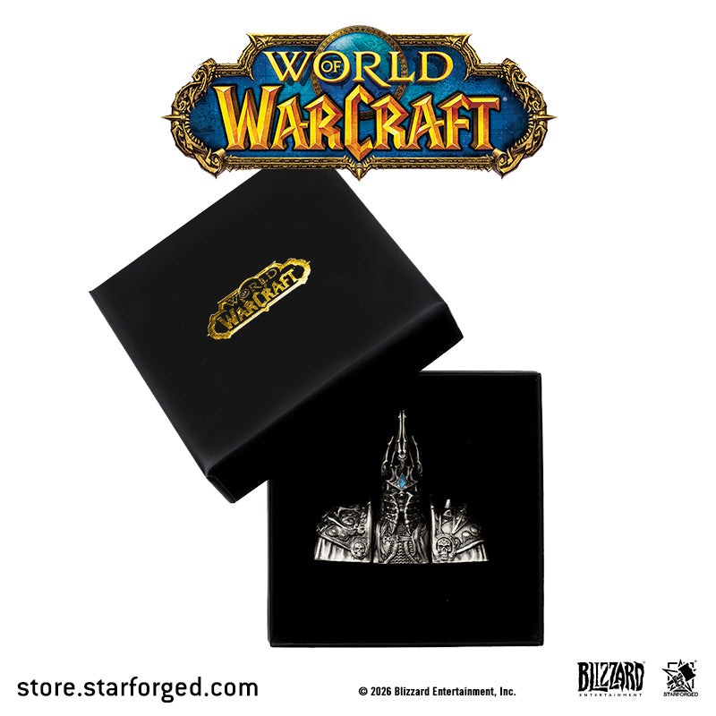 Starforged World of Warcraft Lich King Metal Keycap Men's Fashion Accessories Officially Authorized Deconstruct the Crown. Place its power at your fingertips.  Atop Icecrown, a new sovereign is crowned.  “Power is not eternal, my child.”  To don the Helm of Domination may demand a terrible price.  But to wield its power at your fingertips,  all it takes is a single strike.  “Now, we are one.”