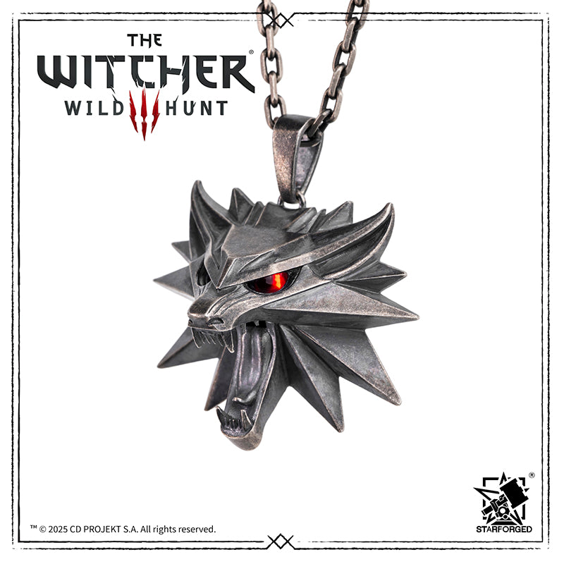 Starforged The Witcher Wild Hunt The Witcher Wolf Schoo Medallion Silver Necklace Game Merchandise Officially Authorized