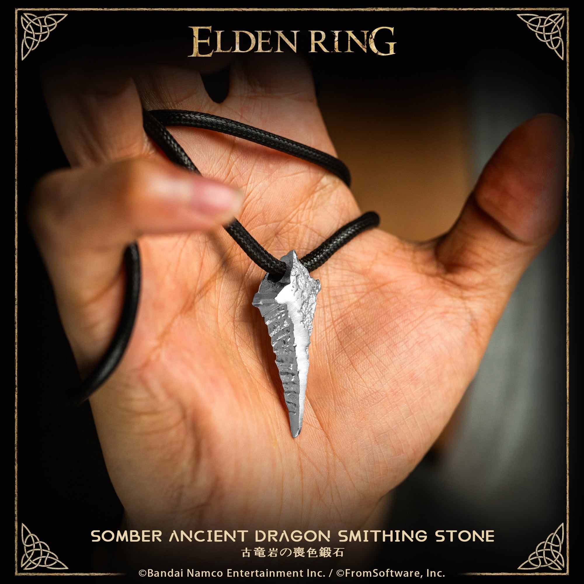 Starforged ELDEN RING Ancient Dragon Smithing Stone Somber Ancient Dragon Smithing Stone Necklace Pendant Accessories Game Merchandise Officially Authorized &nbsp;Ancient Dragon Smithing StoneSmithing stone made polishing a golden Gravel Stone.&nbsp;A scale of the Ancient Dragonlord, and hidden treasure of Farum Azula.The Ancient Dragonlord's seat is said to lie beyond time.This stone lightly twists time, allowing the creation of a weapon capable of slaying a god.Somber Ancient Dragon Smithing StoneAncient 