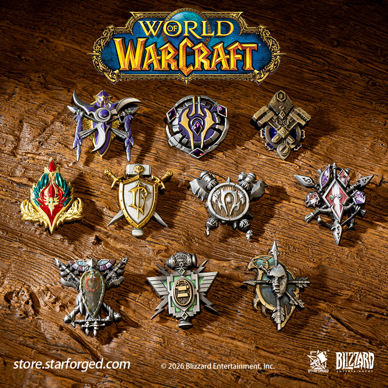 STARFORGED World of Warcraft Faction Badges | Men's Fashion Accessories | Officially Authorized | WOW Gifts On the ancient and mysterious planet of Azeroth, countless races live side by side.  Humans, Orcs, Blood Elves, Night Elves, Tauren, Trolls, and many more...  Across this vast continent, they have built civilizations of their own, each writing their own legendary tales.  But you...  Do you still remember why you chose that particular race in the first place? 