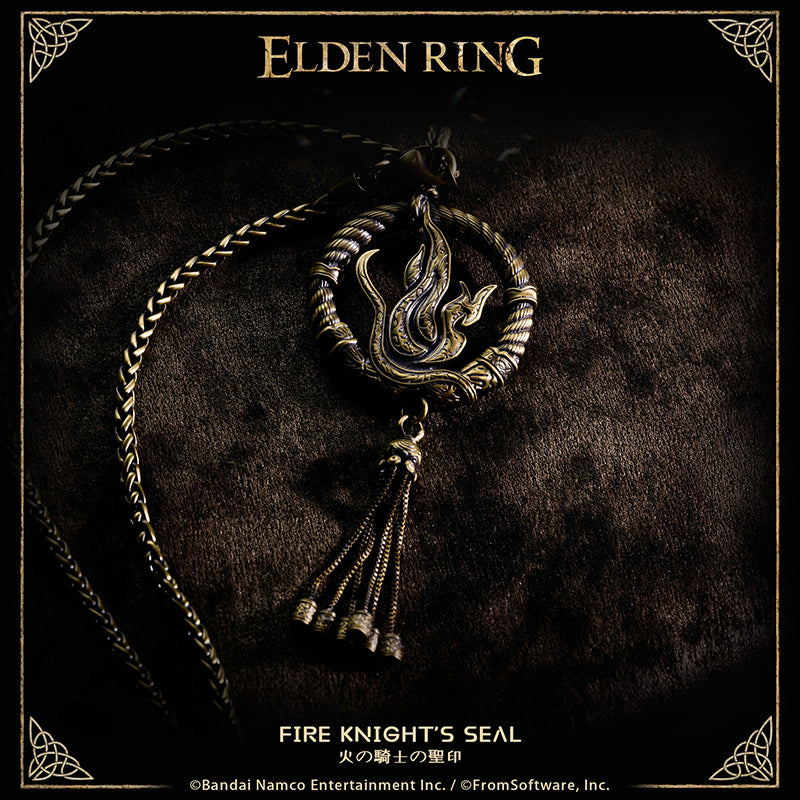 Starforged ELDEN RING Sacred Seal Fire Knight's Seal Game Merchandise Officially Authorized Sacred seal of the Fire Knights, who answer directly to Messmer the Impaler.&nbsp;  Enhances fire incantations of Messmer.  The emblem of Messmer's army depicts a golden ring and the fire of his sacred seal